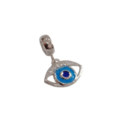 Kalliopisilver Ασημενιο 925 Συμβολο Charm Διατρητό σημι Μάτι με Ζιργκόν D460-SILVER - KalliopiSilver