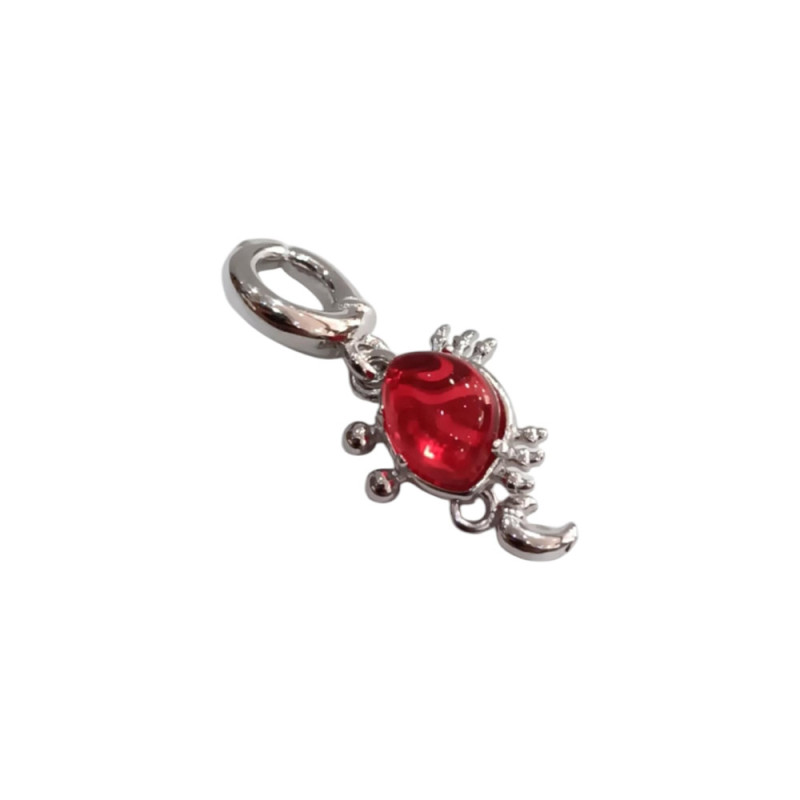 Kalliopisilver Ασημενιο 925 Σύμβολο charm ασημι καβουρακι με κοκκινη πετρα D528 - KalliopiSilver