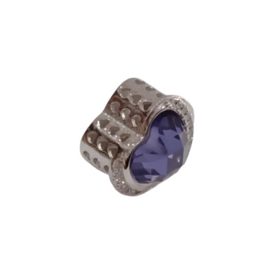 Kalliopisilver Ασημενιο 925 Σύμβολο charm ασημι καρδια LOVE MOM με μωβ πετρα D543