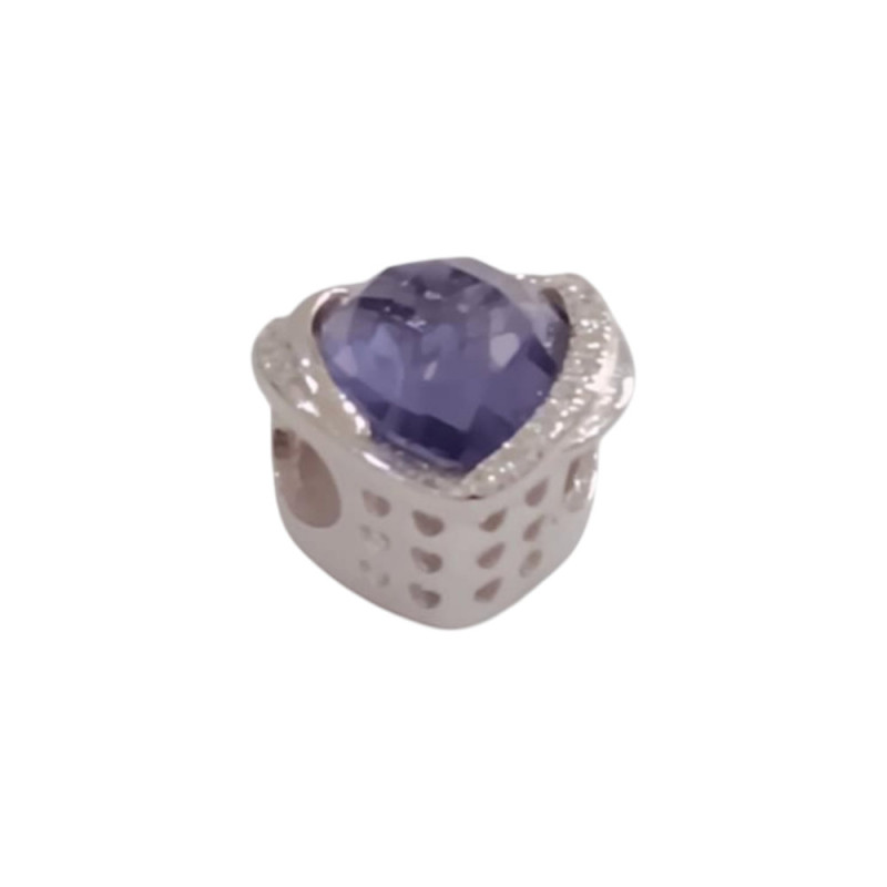 Kalliopisilver Ασημενιο 925 Σύμβολο charm ασημι καρδια LOVE MOM με μωβ πετρα D543 - KalliopiSilver