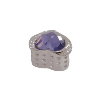 Kalliopisilver Ασημενιο 925 Σύμβολο charm ασημι καρδια LOVE MOM με μωβ πετρα D543 - KalliopiSilver