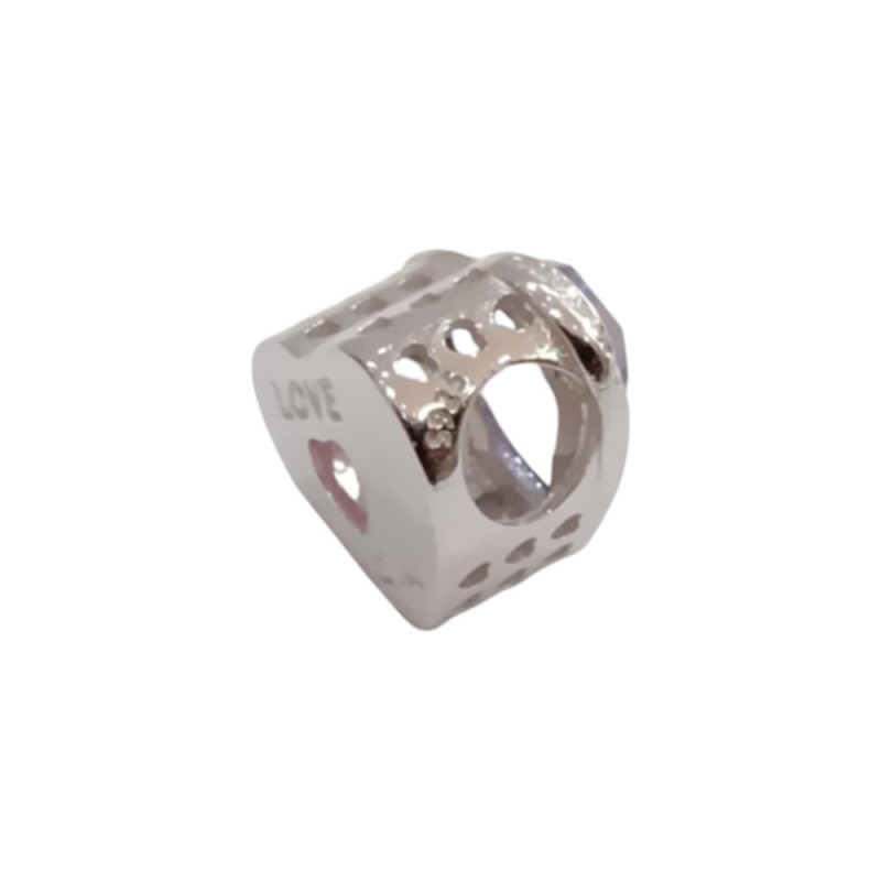 Kalliopisilver Ασημενιο 925 Σύμβολο charm ασημι καρδια LOVE MOM με μωβ πετρα D543 - KalliopiSilver