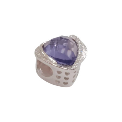 Kalliopisilver Ασημενιο 925 Σύμβολο charm ασημι καρδια LOVE MOM με μωβ πετρα D543 - KalliopiSilver