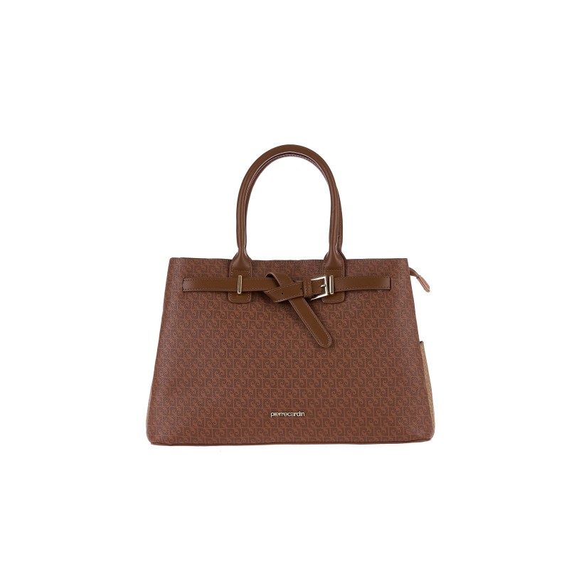 Τσάντα Χειρός Pierre Cardin ταμπά από Eco Leather με Λογότυπο & Ιμάντα Ώμου GN61-7971-CUOIO
