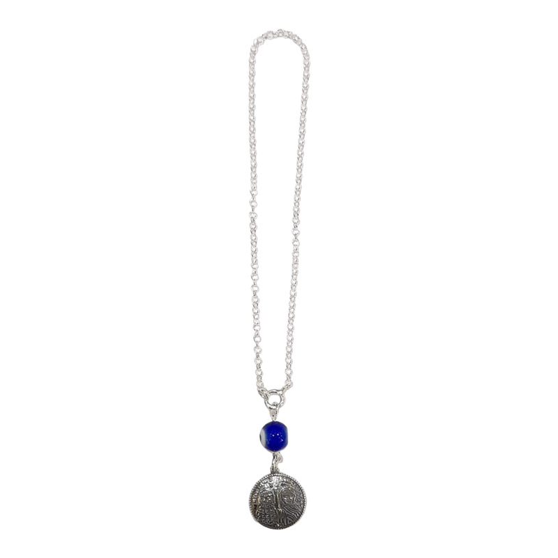 BD JEWELERY Γούρι Φυλαχτο Αυτοκινήτου ασημένιο 925 Στρογγυλό Κωνσταντινάτο Ιησούς Χριστός Νικά με Μάτι GT-2007 - KalliopiSilver