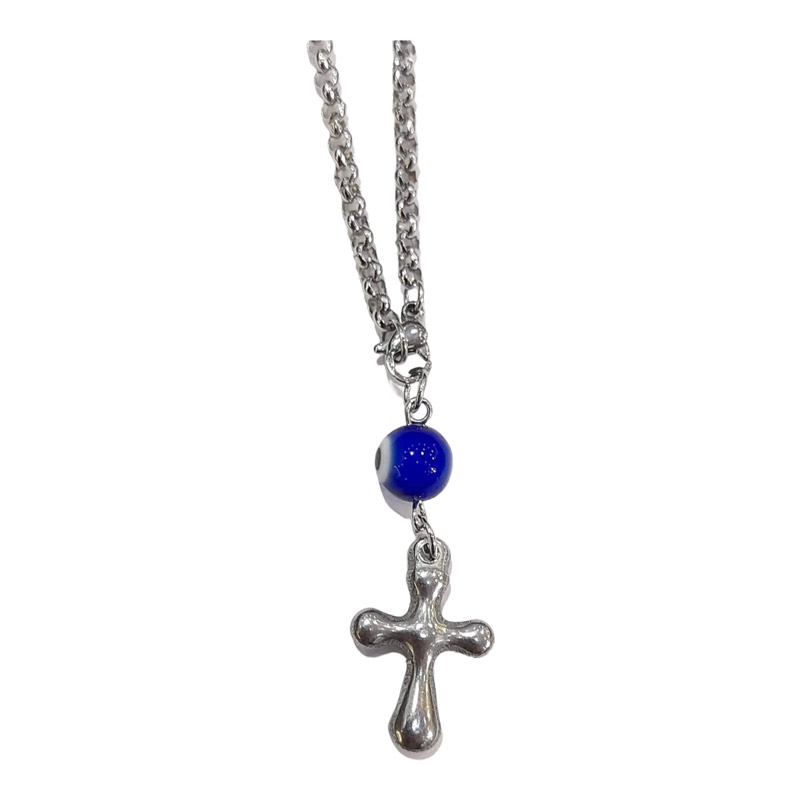 BD JEWELERY Γούρι Φυλαχτο Αυτοκινήτου ατσαλινο Σταυρος με Μάτι GT-2015 - KalliopiSilver