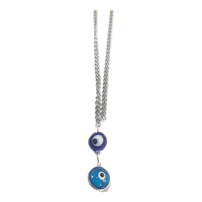 BD JEWELERY Γούρι Φυλαχτο Αυτοκινήτου ατσαλινο ασημι με δυο ματια GT-2020 - KalliopiSilver