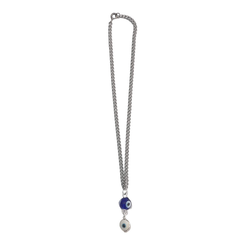 BD JEWELERY Γούρι Φυλαχτο Αυτοκινήτου ατσαλινο με δυο ματια λευκο και μπλε GT-2026 - KalliopiSilver