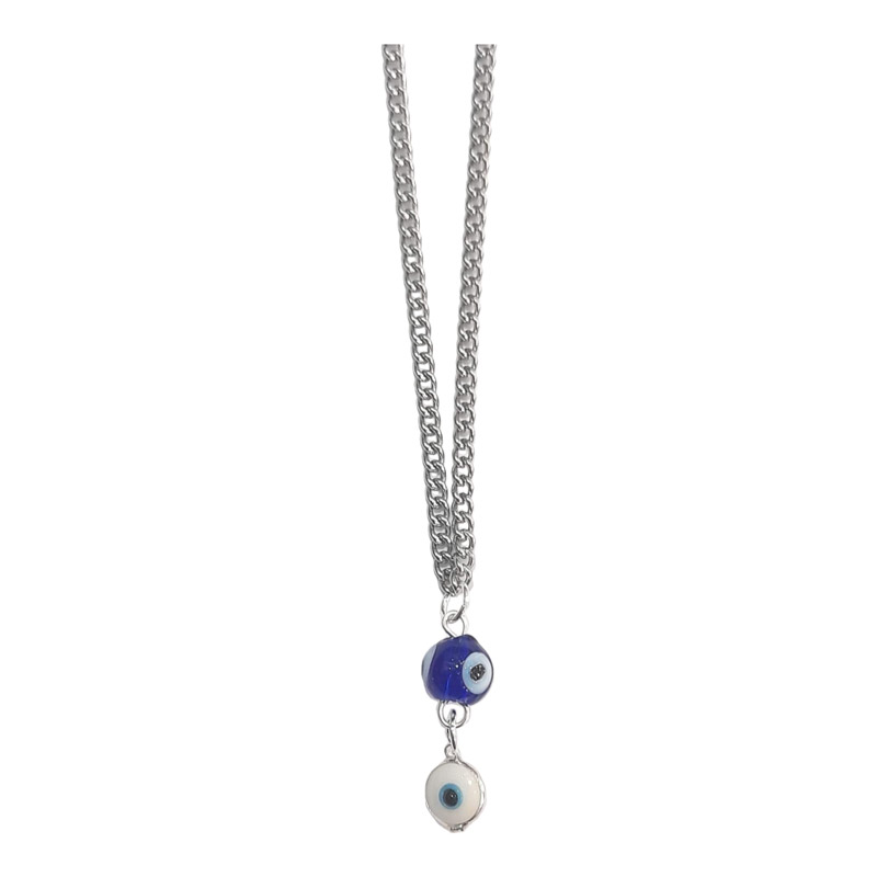 BD JEWELERY Γούρι Φυλαχτο Αυτοκινήτου ατσαλινο με δυο ματια λευκο και μπλε GT-2026 - KalliopiSilver