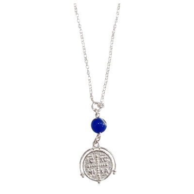 BD JEWELERY Γούρι Φυλαχτο Αυτοκινήτου ασημένιο 925 2ης οψης Αγιοι Κωνσταντινος και Ελενη με Μάτι GT-2082 - KalliopiSilver