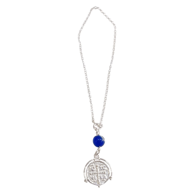 BD JEWELERY Γούρι Φυλαχτο Αυτοκινήτου ασημένιο 925 2ης οψης Αγιοι Κωνσταντινος και Ελενη με Μάτι GT-2082 - KalliopiSilver