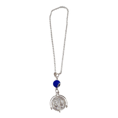 BD JEWELERY Γούρι Φυλαχτο Αυτοκινήτου ασημένιο 925 2ης οψης Αγιοι Κωνσταντινος και Ελενη με Μάτι GT-2082 - KalliopiSilver