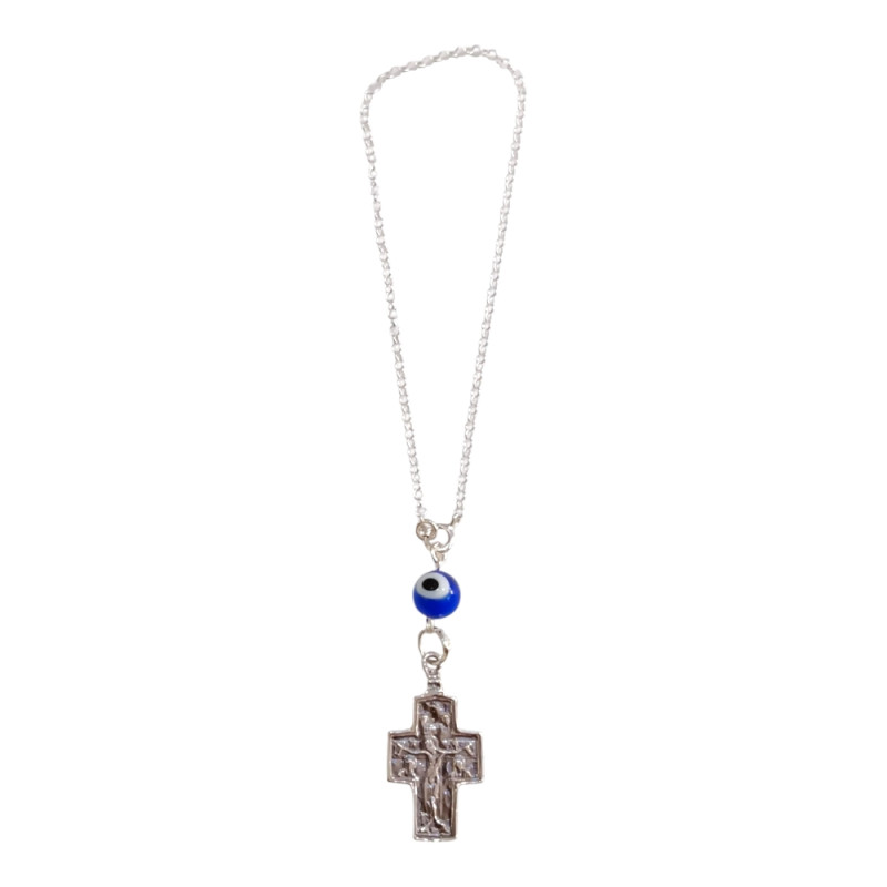 BD JEWELERY Γούρι Φυλαχτο Αυτοκινήτου ασημένιο 925 σταυρος 2ης οψης με Μάτι GT-2083 - KalliopiSilver