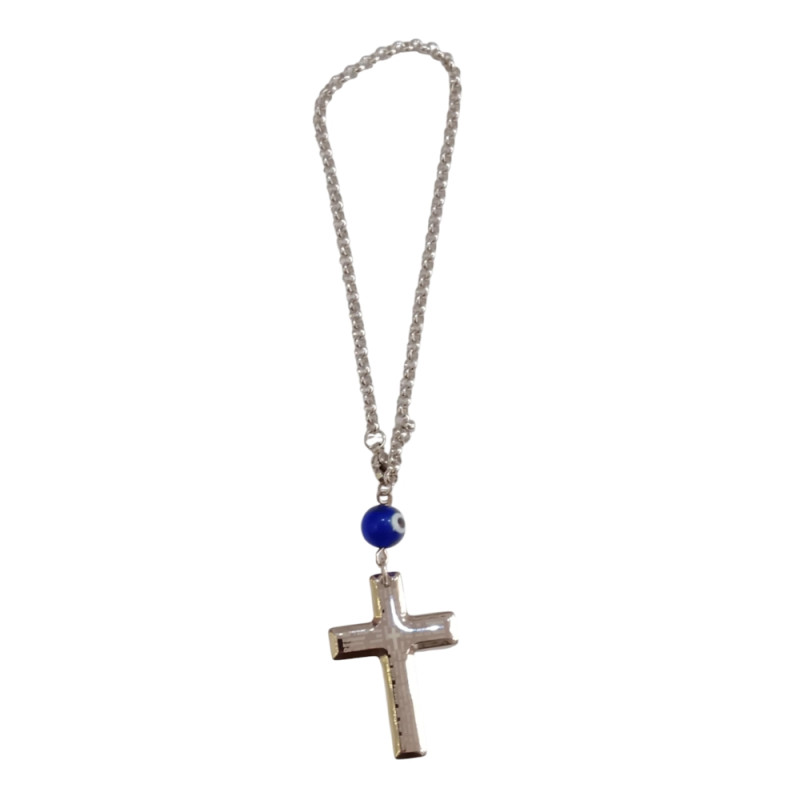 BD JEWELERY Γούρι Φυλαχτο Αυτοκινήτου ατσαλι με σταυρο και ματι GT-2085 - KalliopiSilver