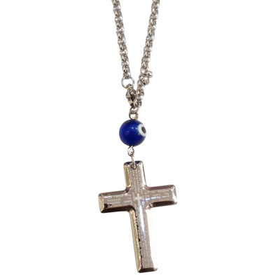 BD JEWELERY Γούρι Φυλαχτο Αυτοκινήτου ατσαλι με σταυρο και ματι GT-2085