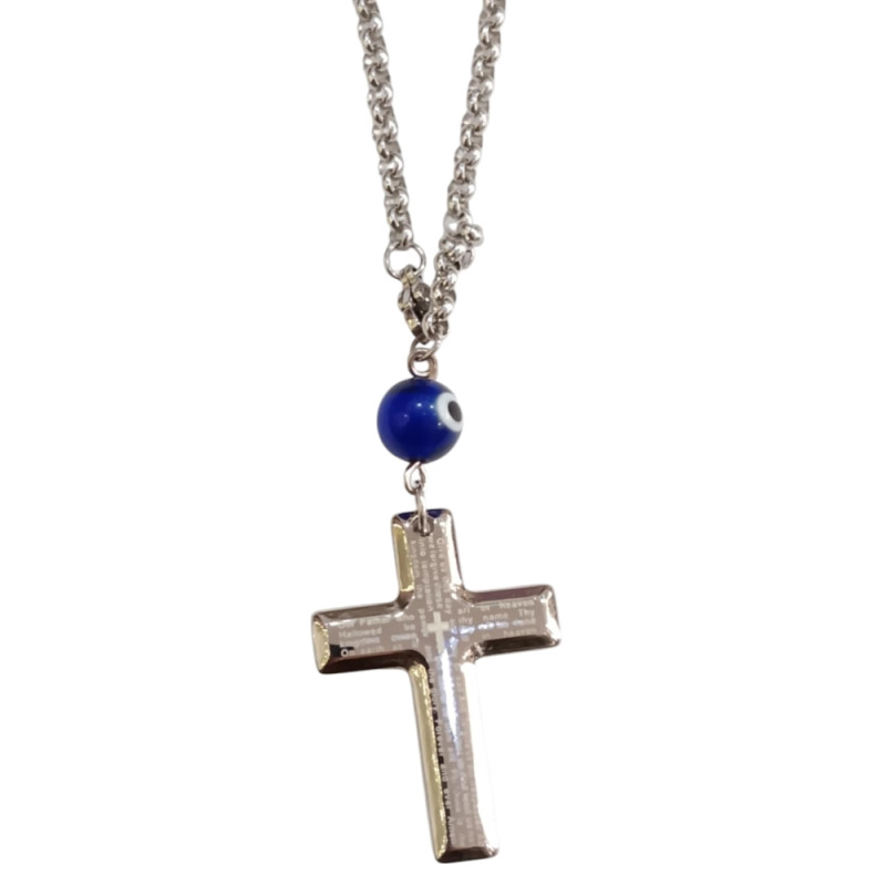 BD JEWELERY Γούρι Φυλαχτο Αυτοκινήτου ατσαλι με σταυρο και ματι GT-2085 - KalliopiSilver