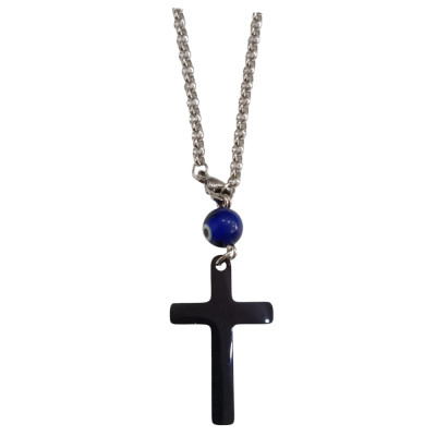 BD JEWELERY Γούρι Φυλαχτο Αυτοκινήτου ατσαλι με σταυρο black steel και ματι GT-2087