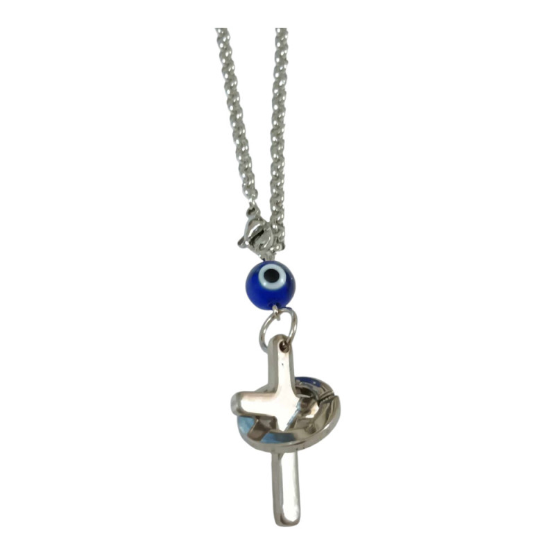 BD JEWELERY Γούρι Φυλαχτο Αυτοκινήτου ατσαλι σταυρος με Μάτι GT-2101 - KalliopiSilver