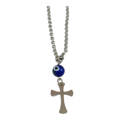 BD JEWELERY Γούρι Φυλαχτο Αυτοκινήτου ατσαλι σταυρος με Μάτι GT-2102