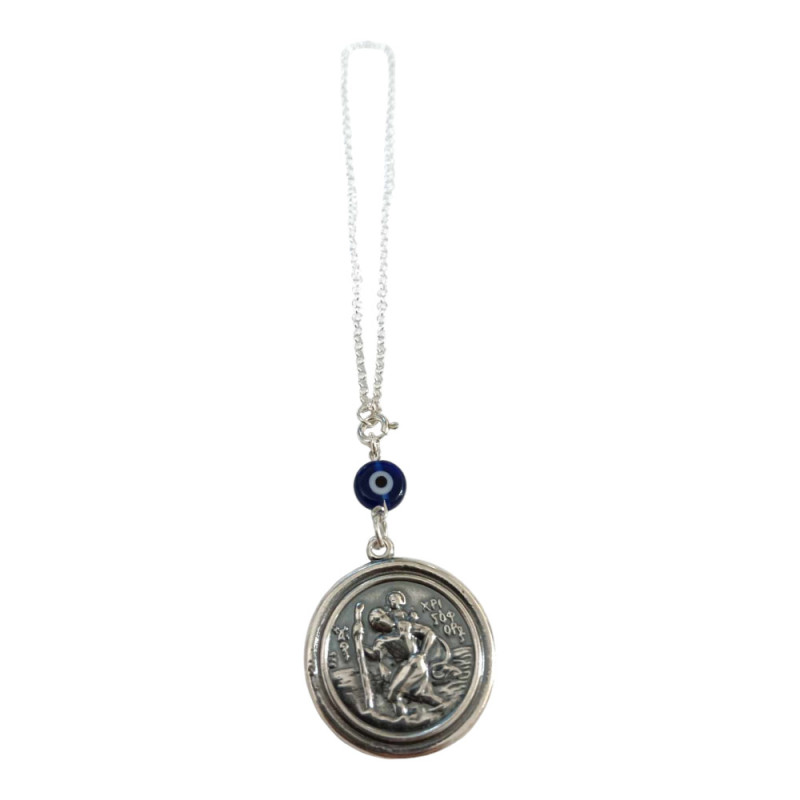 BD JEWELERY Γούρι Φυλαχτο Αυτοκινήτου ασημενιο 925 διπλης οψης με παναγια και με αγιο χριστοφορο GT-2104 - KalliopiSilver