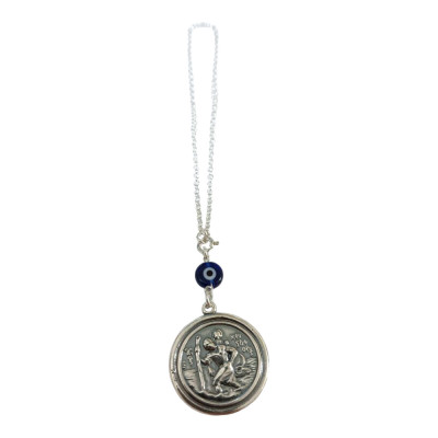 BD JEWELERY Γούρι Φυλαχτο Αυτοκινήτου ασημενιο 925 διπλης οψης με παναγια και με αγιο χριστοφορο GT-2104 - KalliopiSilver