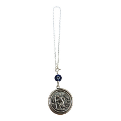 BD JEWELERY Γούρι Φυλαχτο Αυτοκινήτου ασημενιο 925 διπλης οψης με παναγια και με αγιο χριστοφορο GT-2104 - KalliopiSilver