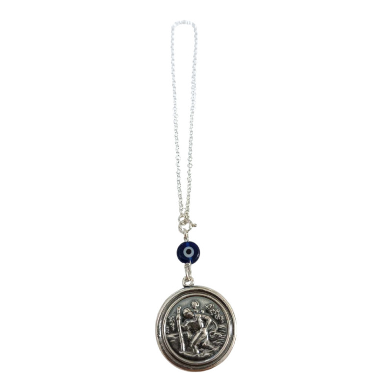 BD JEWELERY Γούρι Φυλαχτο Αυτοκινήτου ασημενιο 925 διπλης οψης με παναγια και με αγιο χριστοφορο GT-2104 - KalliopiSilver