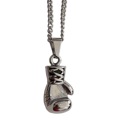 BD JEWELERY Ανδρικο κολιε σχεδιο γαντι του box από ατσαλι 4X1,5CM και αλυσιδα 50cm HC8554