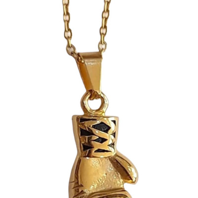 BD JEWELERY Ανδρικο κολιε σχεδιο γαντι του box από επιχρυσωμενο ατσαλι 3,5X2CM και αλυσιδα 48cm HC8555