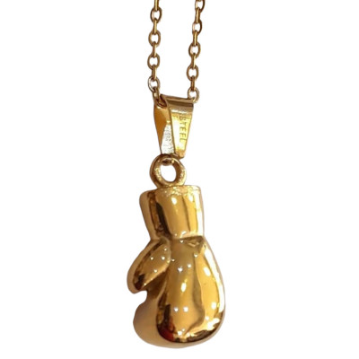BD JEWELERY Ανδρικο κολιε σχεδιο γαντι του box από επιχρυσωμενο ατσαλι 3,5X2CM και αλυσιδα 48cm HC8555