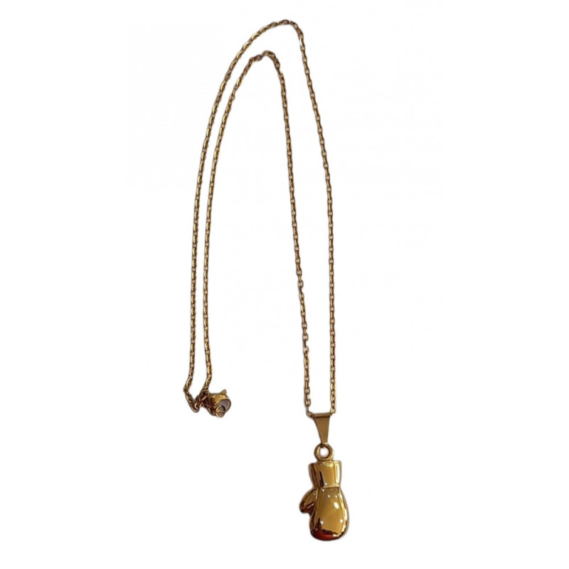 BD JEWELERY Ανδρικο κολιε σχεδιο γαντι του box από επιχρυσωμενο ατσαλι 3,5X2CM και αλυσιδα 48cm HC8555 - KalliopiSilver