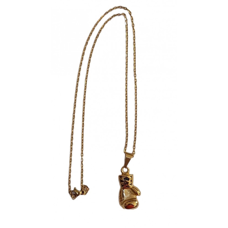 BD JEWELERY Ανδρικο κολιε σχεδιο γαντι του box από επιχρυσωμενο ατσαλι 3,5X2CM και αλυσιδα 48cm HC8555 - KalliopiSilver