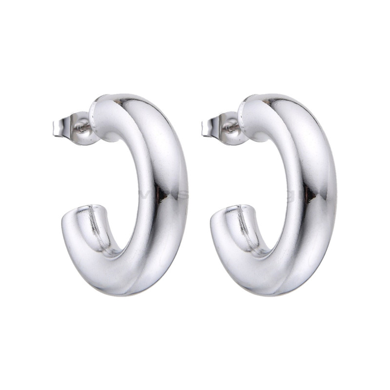 Σκουλαρικια ONE ασημι κρίκος 5x20mm Stainless Steel HEA750707 - KalliopiSilver
