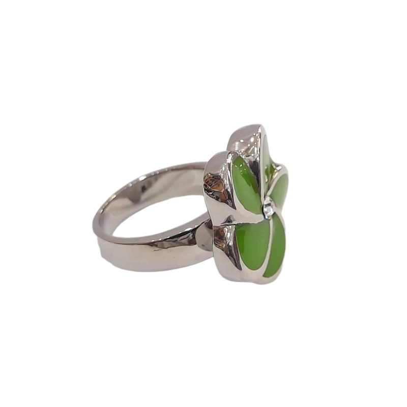 BD JEWELERY Δαχτυλιδι από ανοξειδωτο ατσαλι λουλουδι πρασινο HR-6266 - KalliopiSilver