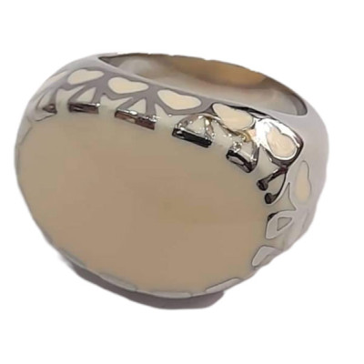 BD JEWELERY Δαχτυλιδι από ανοξειδωτο ατσαλι με κρεμ πετρα HR-6269