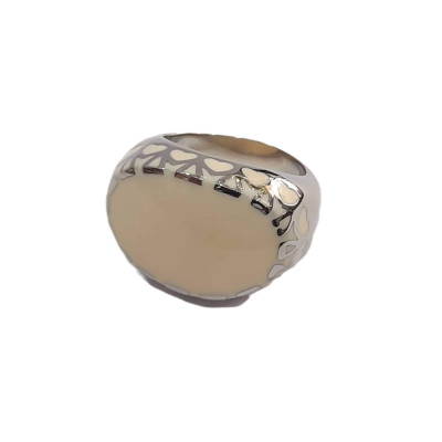 BD JEWELERY Δαχτυλιδι από ανοξειδωτο ατσαλι με κρεμ πετρα HR-6269