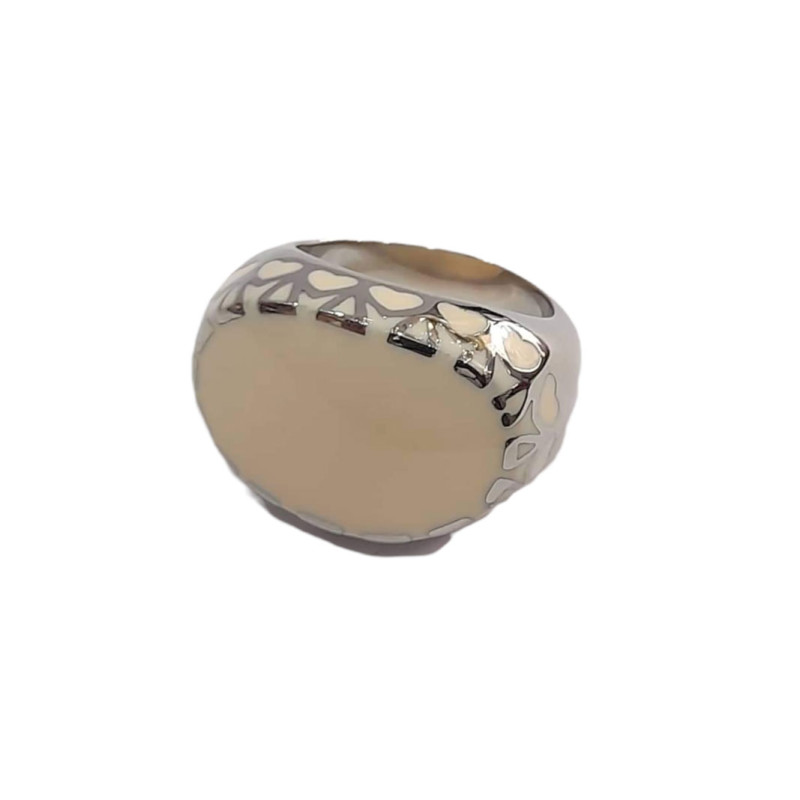 BD JEWELERY Δαχτυλιδι από ανοξειδωτο ατσαλι με κρεμ πετρα HR-6269 - KalliopiSilver