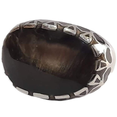BD JEWELERY Δαχτυλιδι από ανοξειδωτο ατσαλι με μαυρη πετρα  HRK-2023