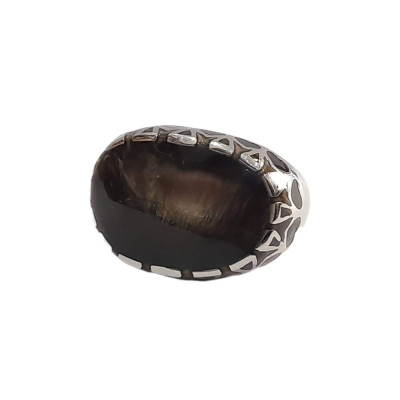 BD JEWELERY Δαχτυλιδι από ανοξειδωτο ατσαλι με μαυρη πετρα  HRK-2023
