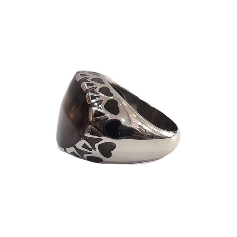 BD JEWELERY Δαχτυλιδι από ανοξειδωτο ατσαλι με μαυρη πετρα  HRK-2023 - KalliopiSilver