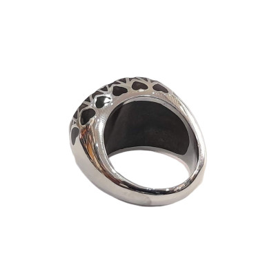 BD JEWELERY Δαχτυλιδι από ανοξειδωτο ατσαλι με μαυρη πετρα  HRK-2023 - KalliopiSilver