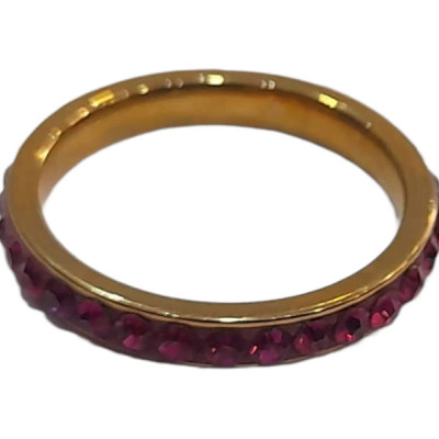 BD JEWELERY Δαχτυλιδι βερα από ανοξειδωτο ατσαλι χρυσο με ροζ πετρες  HRK-2042