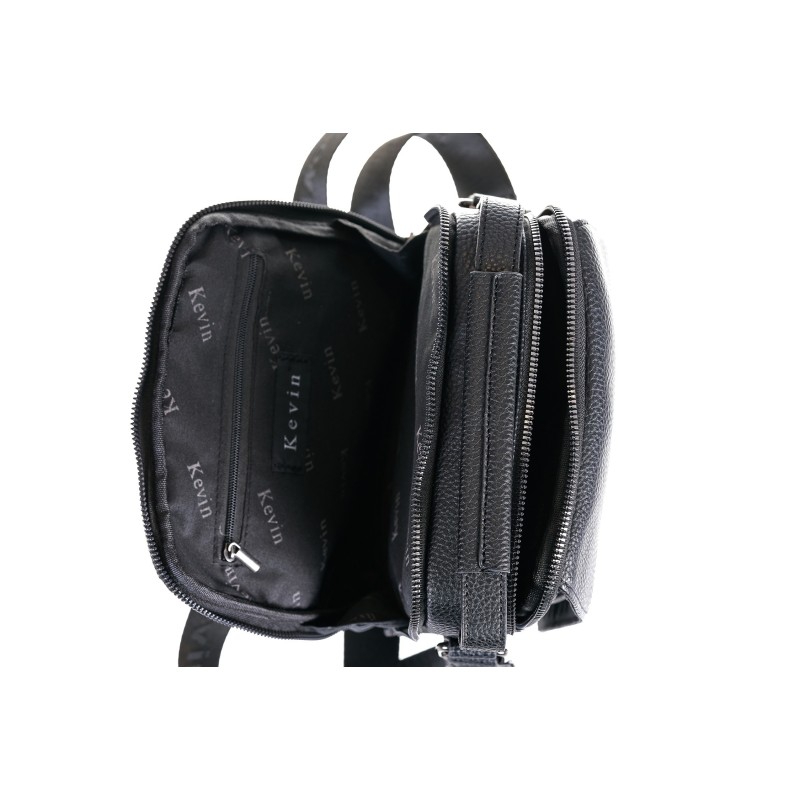 Ανδρική Τσάντα Χειρός & Ώμου Kevin Jeans Μαύρη από Eco Leather IZA303-5521-black Ανδρική Τσάντα Χειρός & Ώμου Kevin Jeans Μαύρη από Eco Leather IZA303-5521-black