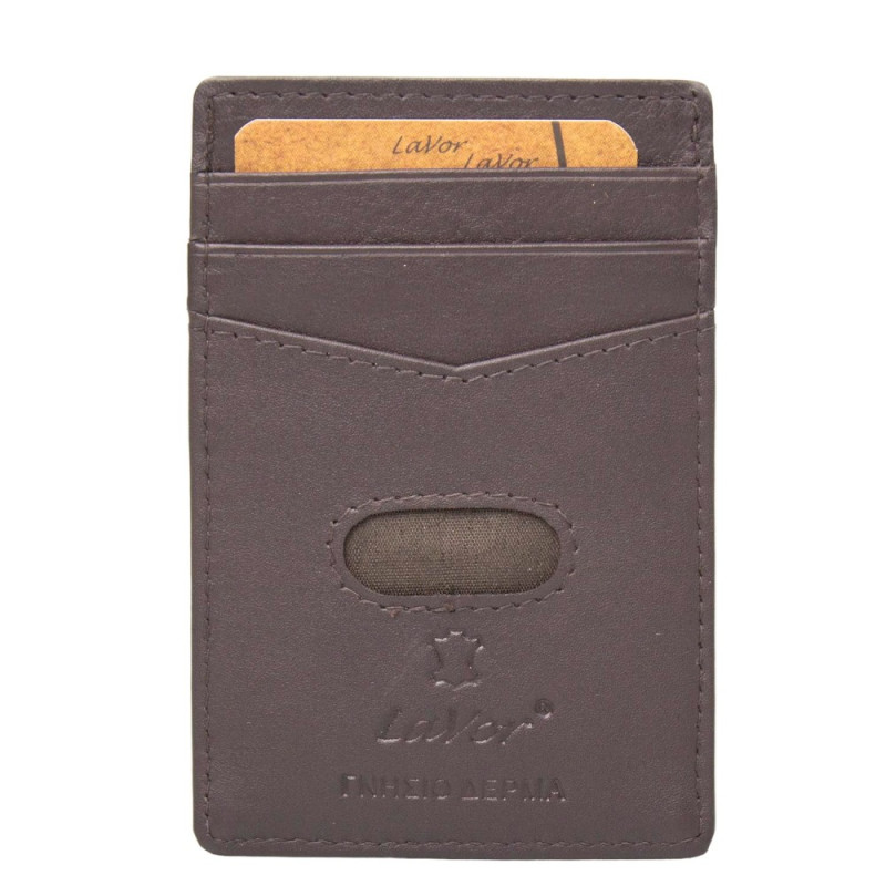Lavor Δερμάτινη καρτοθηκη με RFID ΚΑΦΕ Lavor 1-3772-BROWN - KalliopiSilver