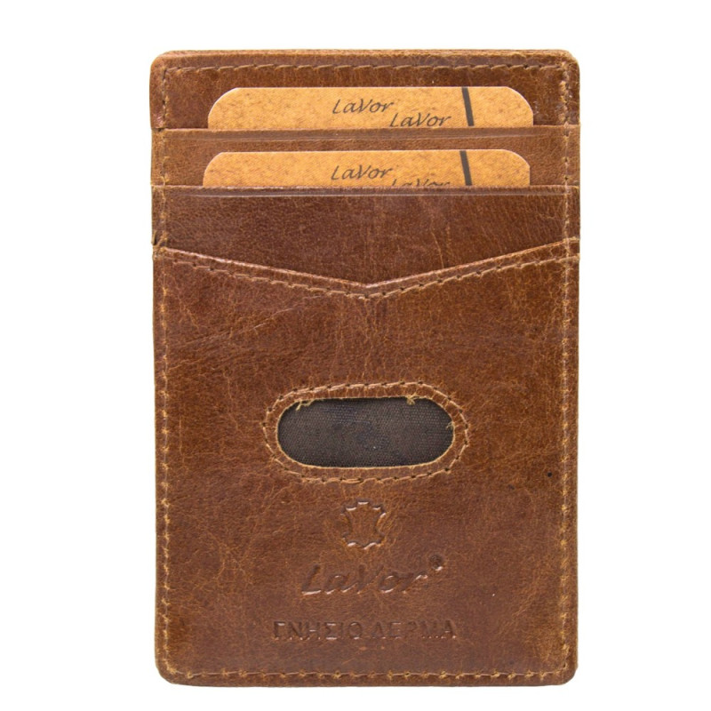 Lavor Δερμάτινη καρτοθηκη με RFID ΚΟΝΙΑΚ Lavor 1-3772-COGNAC - KalliopiSilver