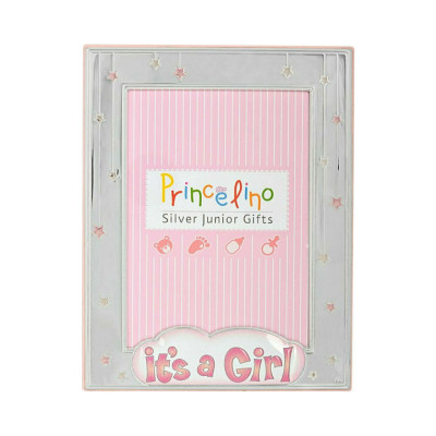 Prince Silvero Κορνίζα Ασημένια It's A Girl Ροζ 9X13cm MA/148D-R Ασημί χρωμα