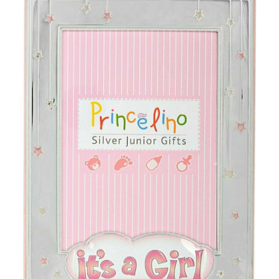 Prince Silvero Κορνίζα Ασημένια It's A Girl Ροζ 9X13cm MA/148D-R Ασημί χρωμα