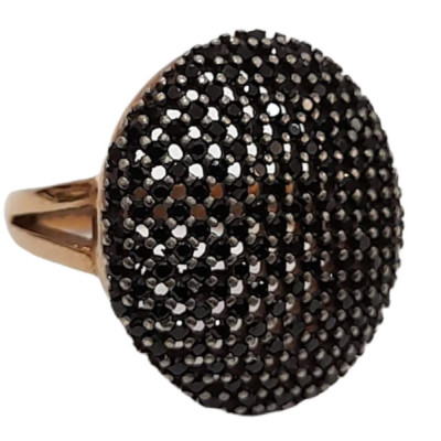 Γυναικειο ασημενιο δαχτυλιδι ONE rose gold με μαυρα ζιργκον RN-R6428