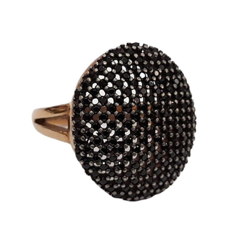 Γυναικειο ασημενιο δαχτυλιδι ONE rose gold με μαυρα ζιργκον RN-R6428 - KalliopiSilver