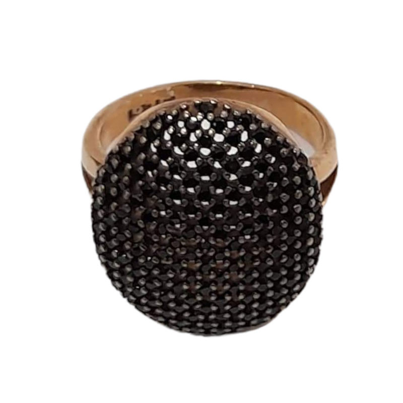 Γυναικειο ασημενιο δαχτυλιδι ONE rose gold με μαυρα ζιργκον RN-R6428 - KalliopiSilver